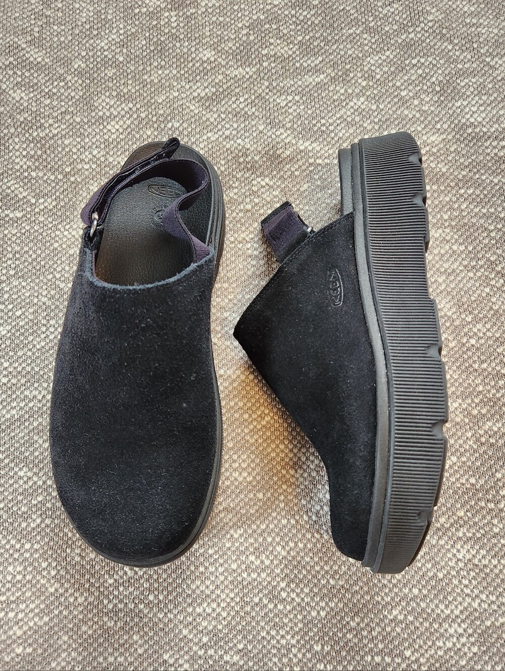 Keen Womens Elle Mila Mule Clogs Slip On Platform Shoes, Black Suede, Sz 9